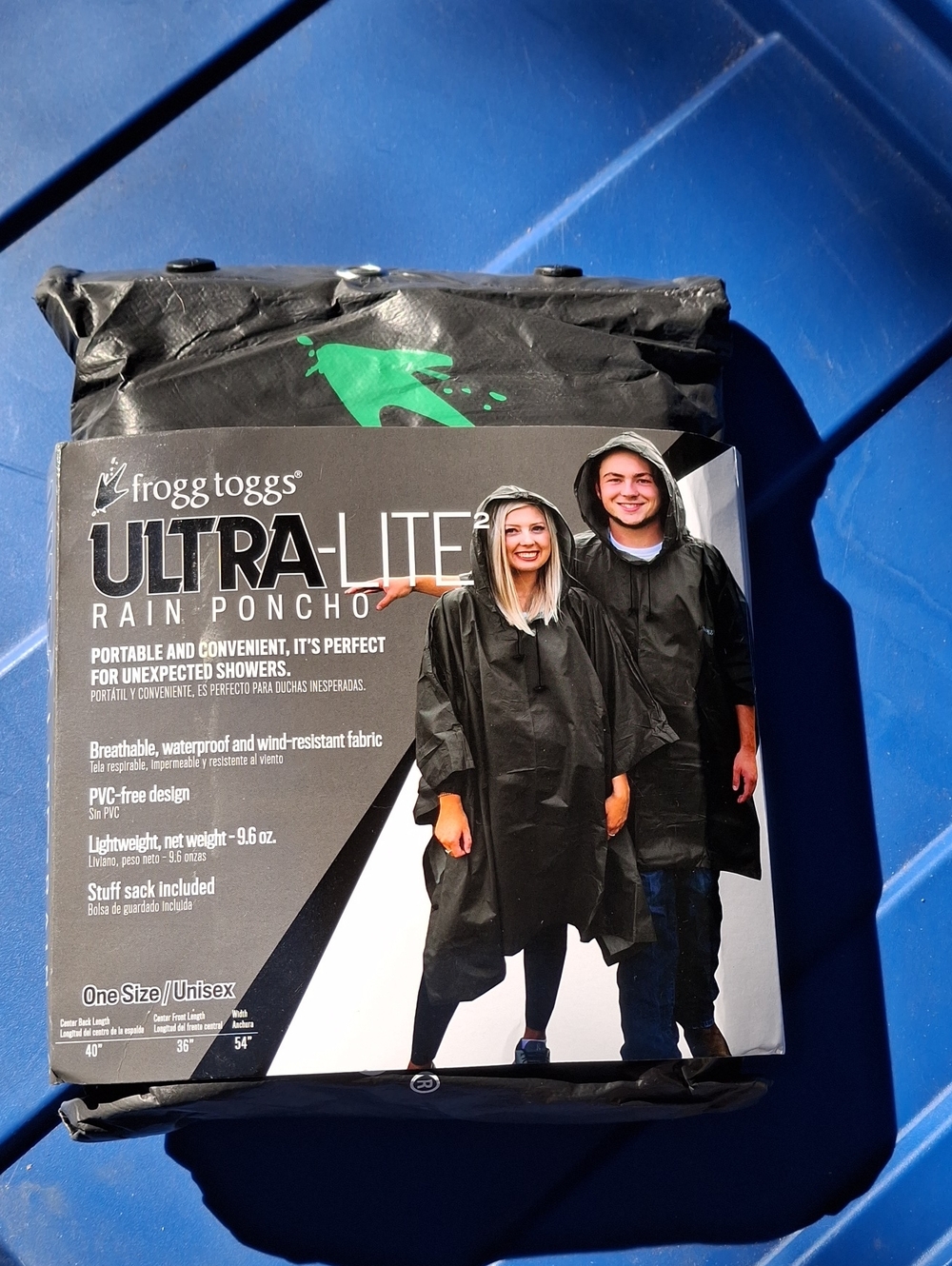 frogg toggs Ultra-Lite Unisex Black Rain Poncho